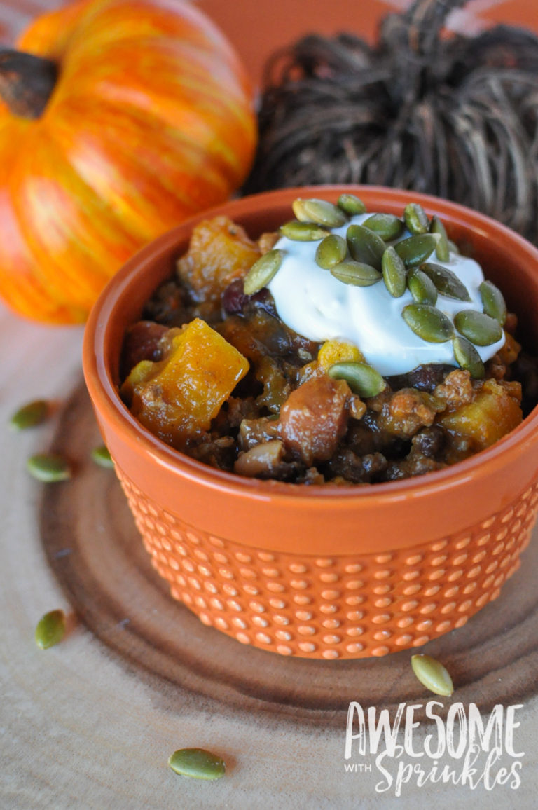 Crockpot Pumpkin Chili Awesome with Sprinkles