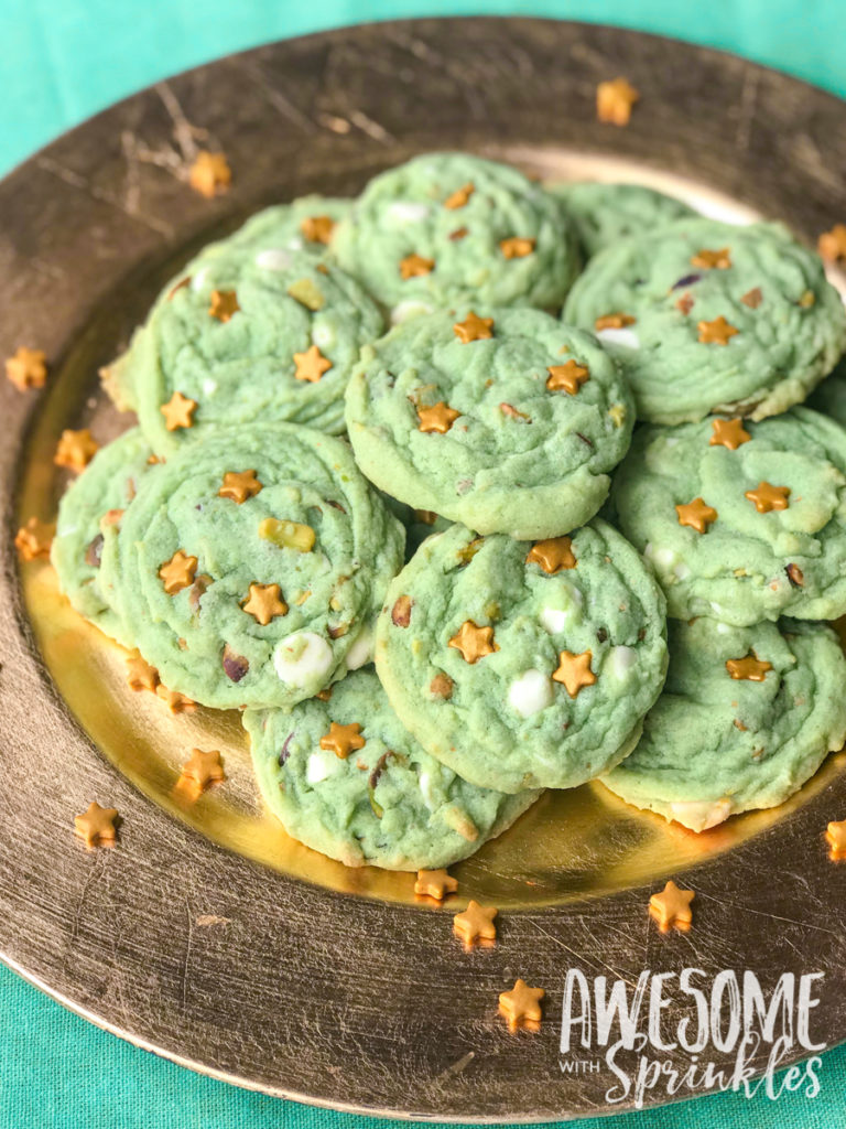 White Chocolate Pistachio Cookies | Awesome with Sprinkles