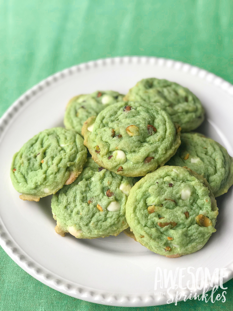 White Chocolate Pistachio Cookies | Awesome with Sprinkles