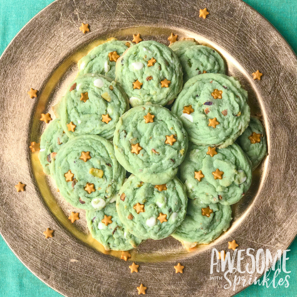 White Chocolate Pistachio Cookies | Awesome with Sprinkles