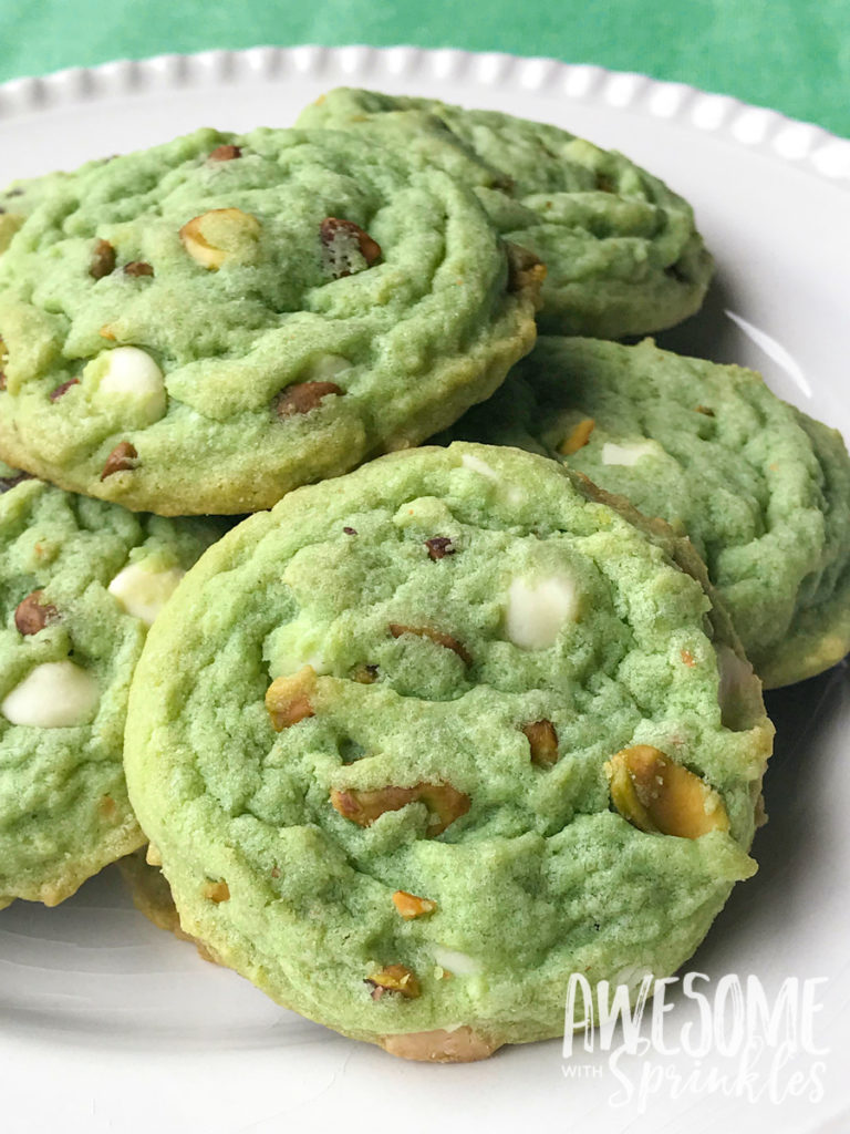 White Chocolate Pistachio Cookies | Awesome with Sprinkles